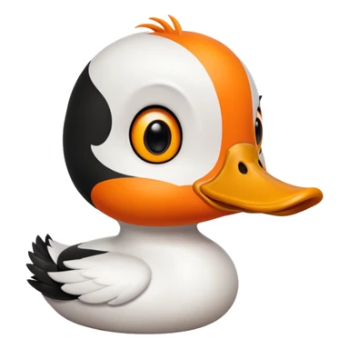 orange whit duck beak and black dot eyes cartoon style sticker