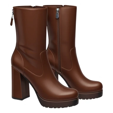 chocolate brown y2k boots block heeled, side zipper sticker