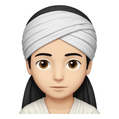 Emoji de un chico con turbante árabe que el chico sea de color piel clara y que tenga cabello negro y de fondo blanco sticker