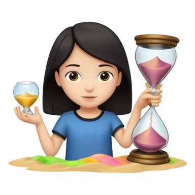 child holding hourglass in a  frame sticker