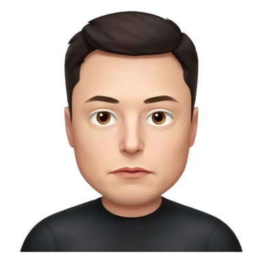 realistic make me elon musk serious face dark hair no shoulders just head  sticker
