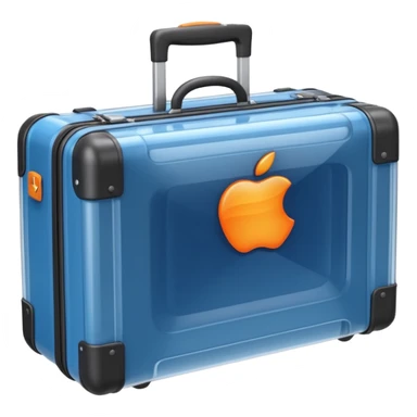 3D render of Suitcase Scan, X-Ray imaging aesthetic, translucent materials showing internal structure, orange and blue airport security style scan of a bag, medical scan style, Apple emoji style, isolated on white background --v 6.0. sticker