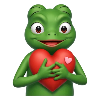 pepe the frog hugging a heart sticker