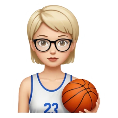 white girl with short hair and glasses playing basketball sticker