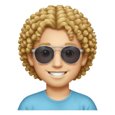 chico con pelo rizado, piel blanca y unas gafas de sol y2k sticker