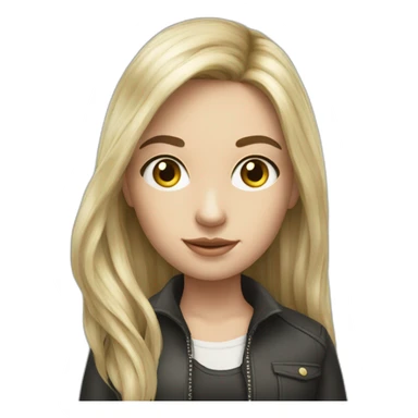 hyperrealist caucasian girl black long hair holding money sticker