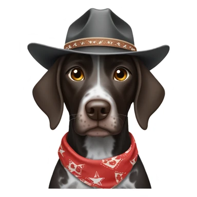 Black shorthair German shorthair pointer wearing Cowboy hat and bandanna  sticker