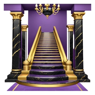 Luxurious black marble hallway stairs with gold and white accents  with with violet accents sticker