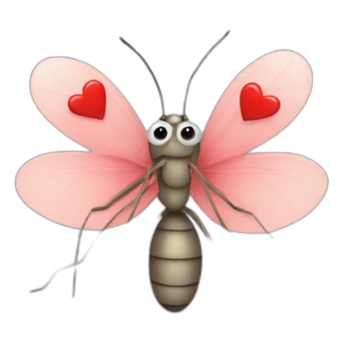 lovely mosquito full of hearts sticker