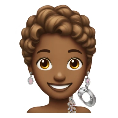 smiling girl with phone jewelry with brown eyes sticker