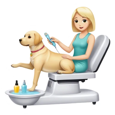 Yellow lab having a pedicure  sticker