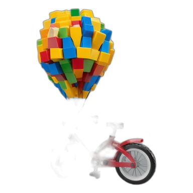 Lego qui fais du vélo sur une montgolfière sticker