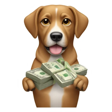 Dog with money sticker
