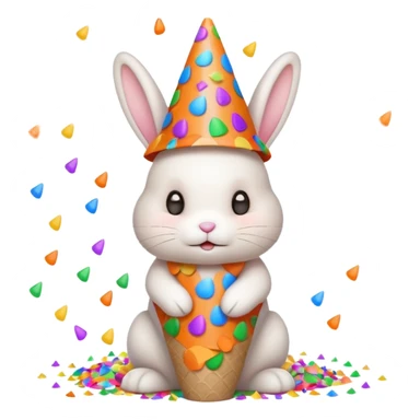 White bunny wearing cone hat with confetti.









 sticker