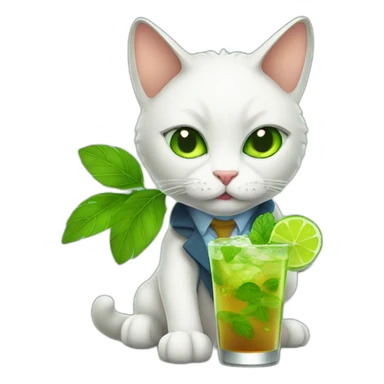 detective cat drinking mojito sticker