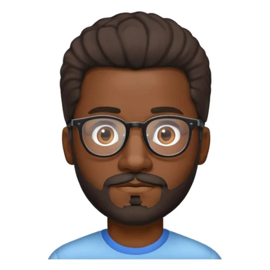 Un homme noir avec des lunettes et une petite moustache et peu de barbes avec un style de cheveux Sisco  sticker