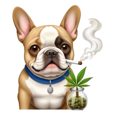 French bulldog smokes marijuana. sticker
