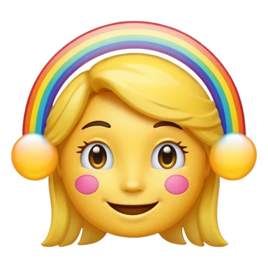 A smiling emoji with a rainbow-colored halo above its head sticker