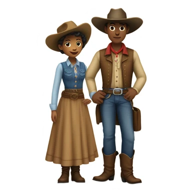 Western with a woman and a boy sticker