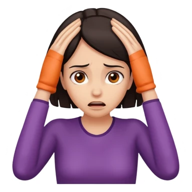 scared woman with her hands on her head sticker