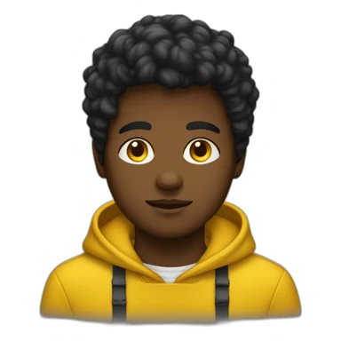 Un garçon métisse au cheveux noir avec un sweat jaune qui a des yeux marron sticker