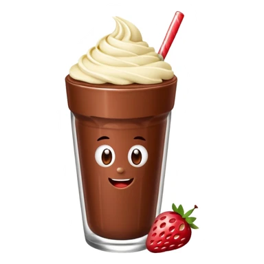 Un vaso cubierto de chocolate que arriba se vea crema batida encima M y M  y fresas encima  sticker