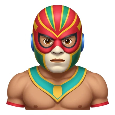 Mexican wrestler portrait, head and shoulders only, colorful luchador mask, muscular collar, confident expression, 3D cartoon, mobile game icon style, clean background, no text, no watermark
 sticker