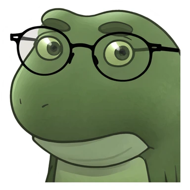 a girl with blue eyes, blond hair in pigtails, wearing round glasses, bufo frog meme style sticker