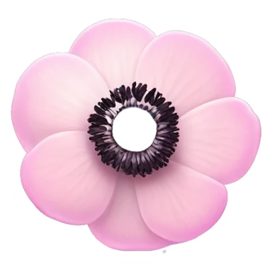 Anemone "A pastel pink anemone flower with a glowing dark center, softly shimmering petals, and delicate sparkles floating around." sticker