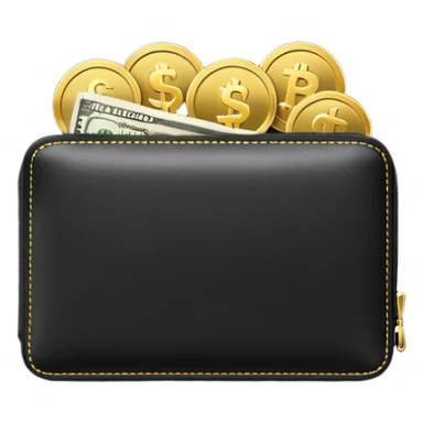 Christmas money emoji, black wallet with cash, luxury 3D emoji style, festive vibe, clean, no background
 sticker