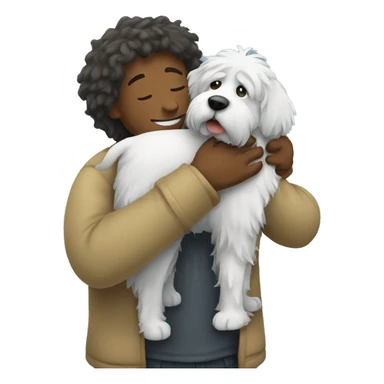 a vet hugging a shaggy dog sticker