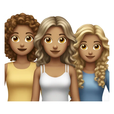 four girls, one of them is brown curly haired, two of them has straight brown hair, and one has blonde straight hair sticker