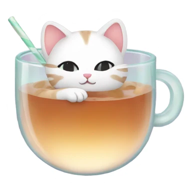Cute cat drinking boba sticker