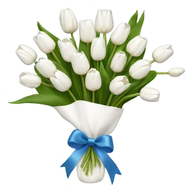white tulip bouquet and add a ribbon sticker