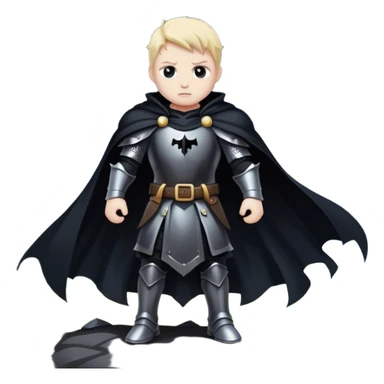A shadowy knight with a black cape, standing in a stormy battlefield sticker