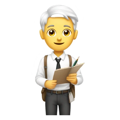 white schoolboy with palette, draws sticker