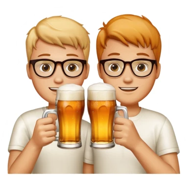 Two young guys holding a glass of beer in their hand and clinking glasses of beer sticker