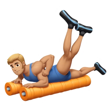 buff guy lying lats down on foam-roller sticker