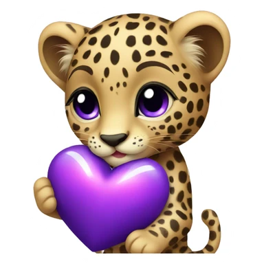 Baby leopard holding a purple heart  sticker