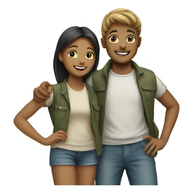 smiling boy and girl in outdoor setting sticker