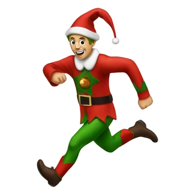 elf running after ornaments on ugly sweater sticker