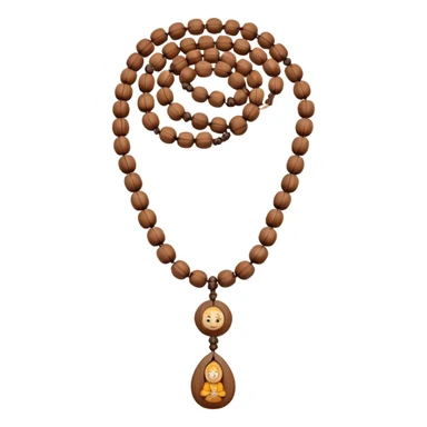 monk necklace object icon, wooden prayer beads with simple pendant, spiritual minimal design, natural wood texture, subtle sacred aura, 3D cartoon style, mobile game icon style, centered, clean background, no text, no watermark
 sticker