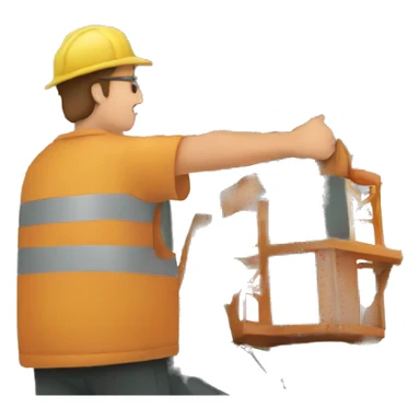 man hugging an oil rig sticker