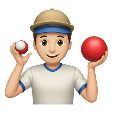 emoji joyeux avec une casquette qui joue avec une boule de pétanque sticker
