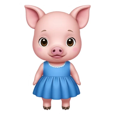 a baby pig wear blue dress sticker