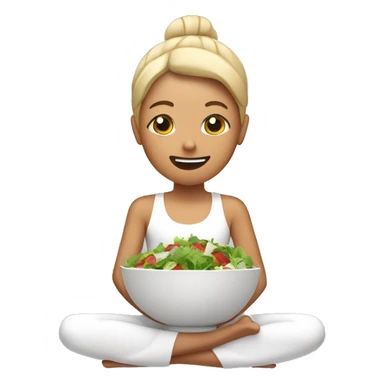 a bowl of salad in a yoga pose sticker