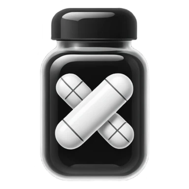 Minimalistic futuristic white&black pills pack emoji, black and white, flat vector design, high-tech clean UI icon sticker