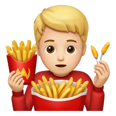 Potato eating fries sticker