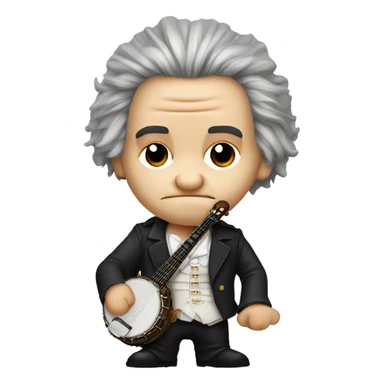 Ludwig Beethoven chibi wig standing old angry 5-string banjo sticker