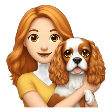 white girl holding cavalier king charles spaniel  sticker